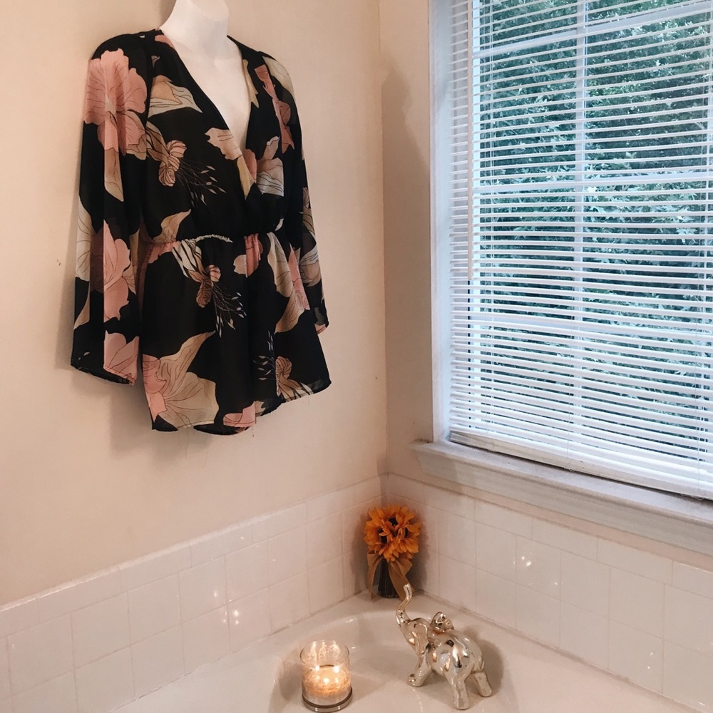 Flowing floral romper.